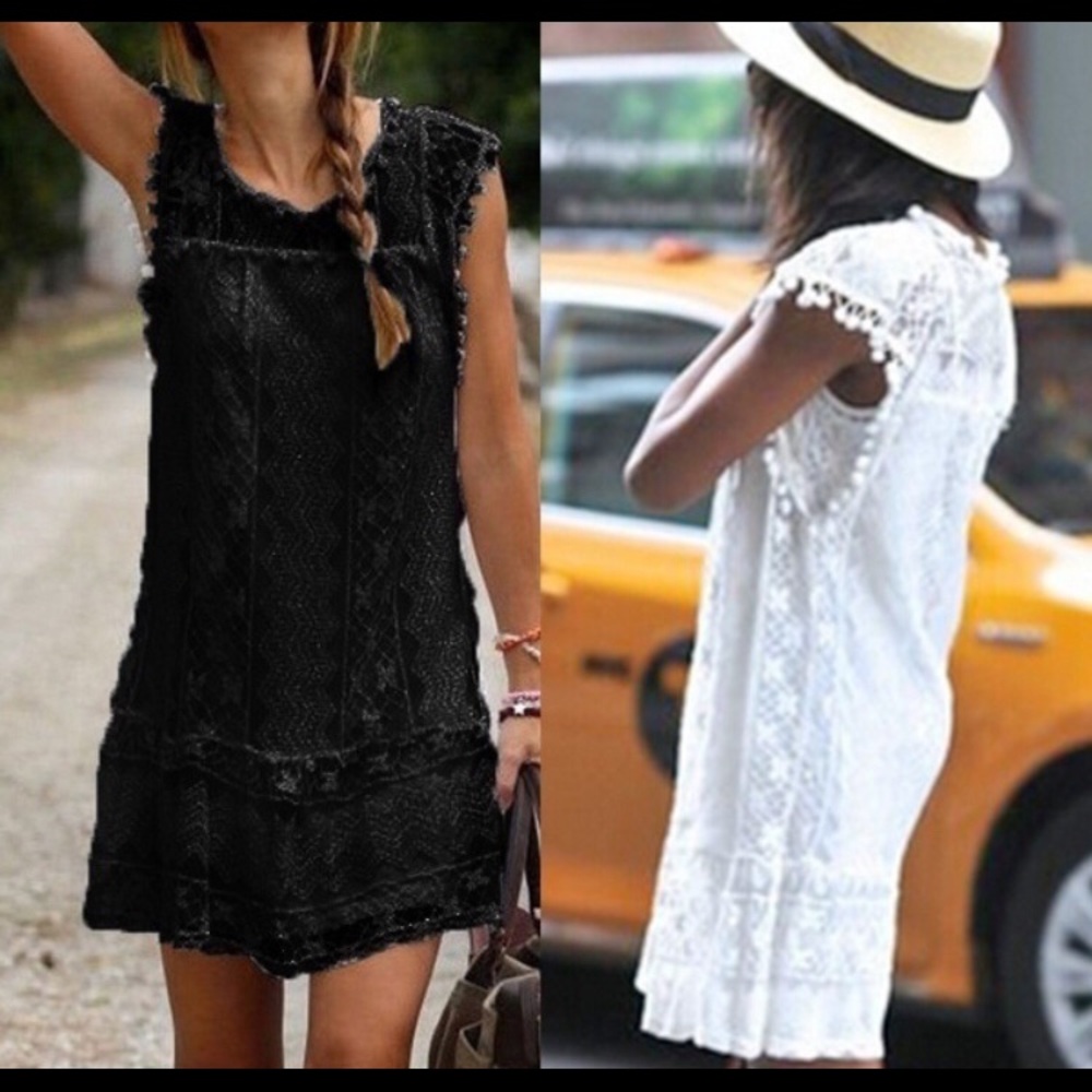 DISCOUNTED WHITE LACE MINI DRES SEXY black /white - Picture 5 of 7