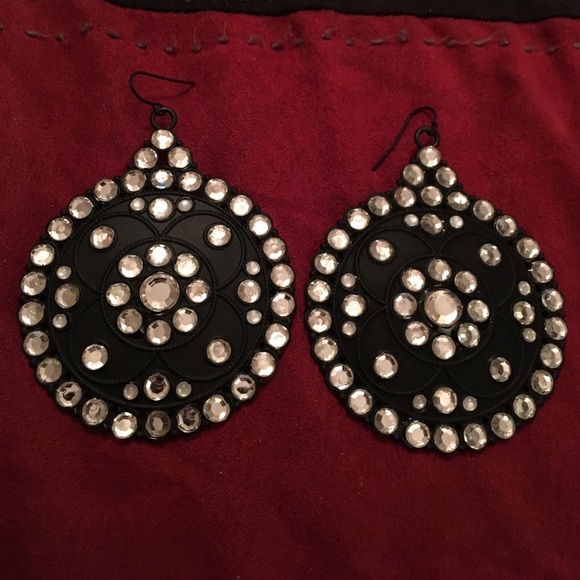 Metal diamond earrings - Picture 1 of 2