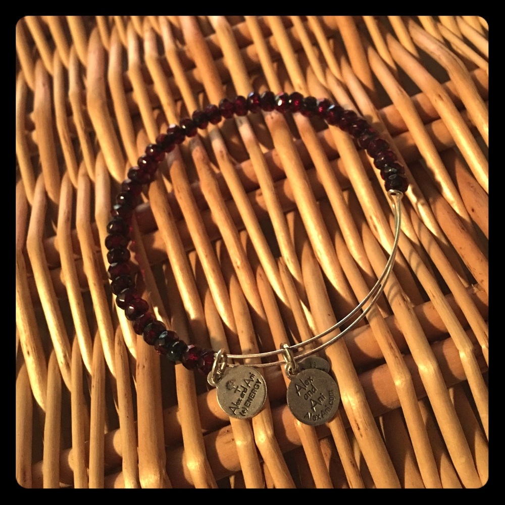 Burgundy and gold Alex and Ani beaded Bracelet
