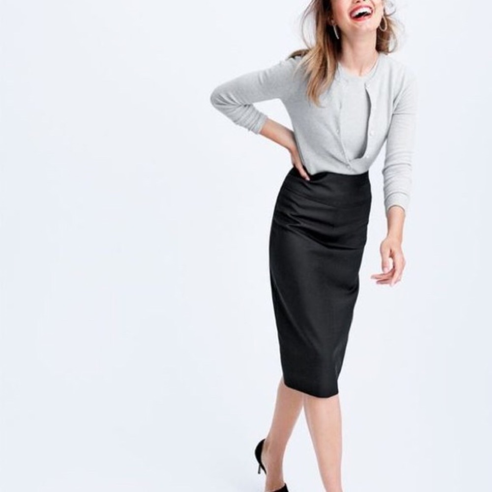 J.Crew Wool Shimmer Black Pencil Skirt