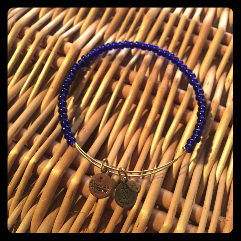 Blue and gold beaded Alex and Ani bracelet