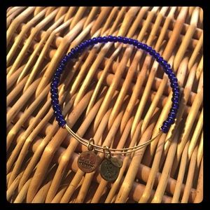Blue and gold beaded Alex and Ani bracelet
