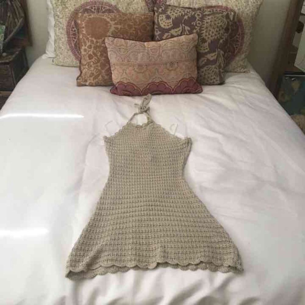 Crochet dress with an open back