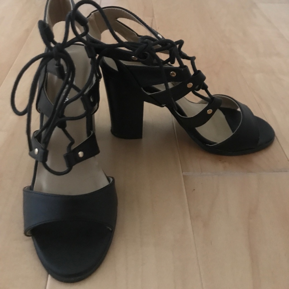 Black lace up heels