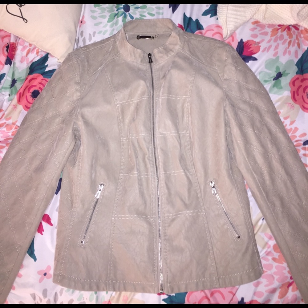 Taupe leather jacket