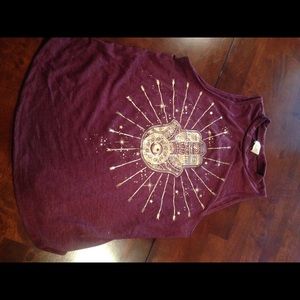 Burgundy and gold crop top