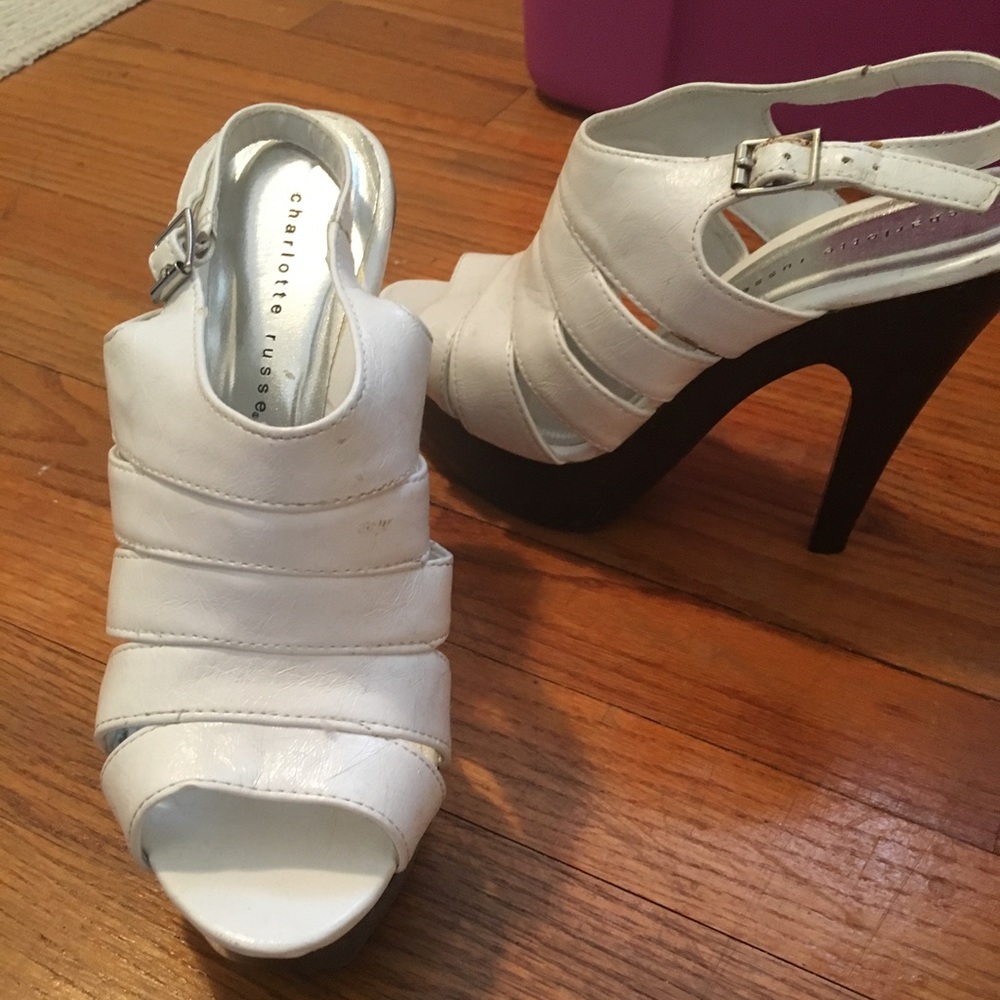 White strap heels