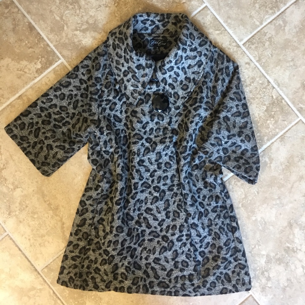 Leopard 3/4 sleeve swing jacket lightweight