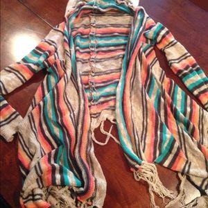 Hooded Mexican blanket sweater