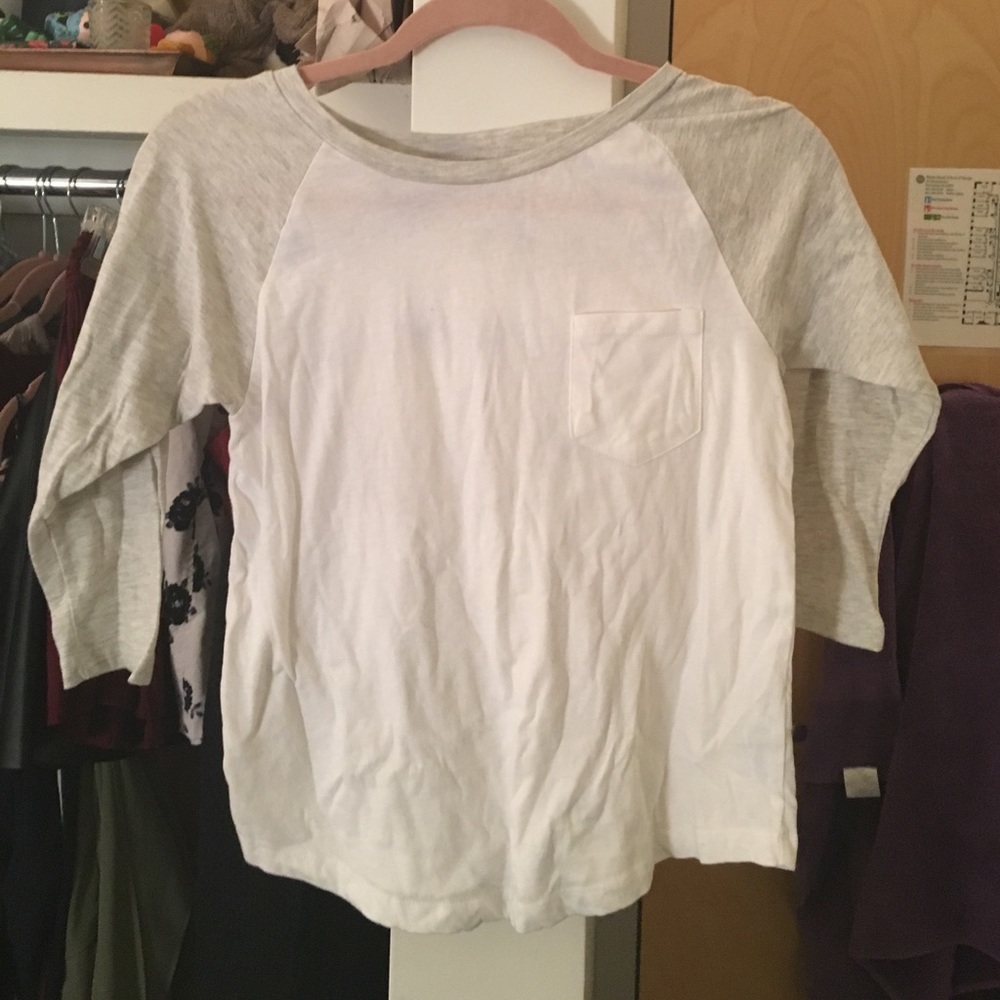 Grey and white T shirt