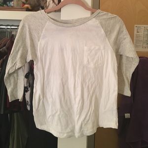 Grey and white T shirt