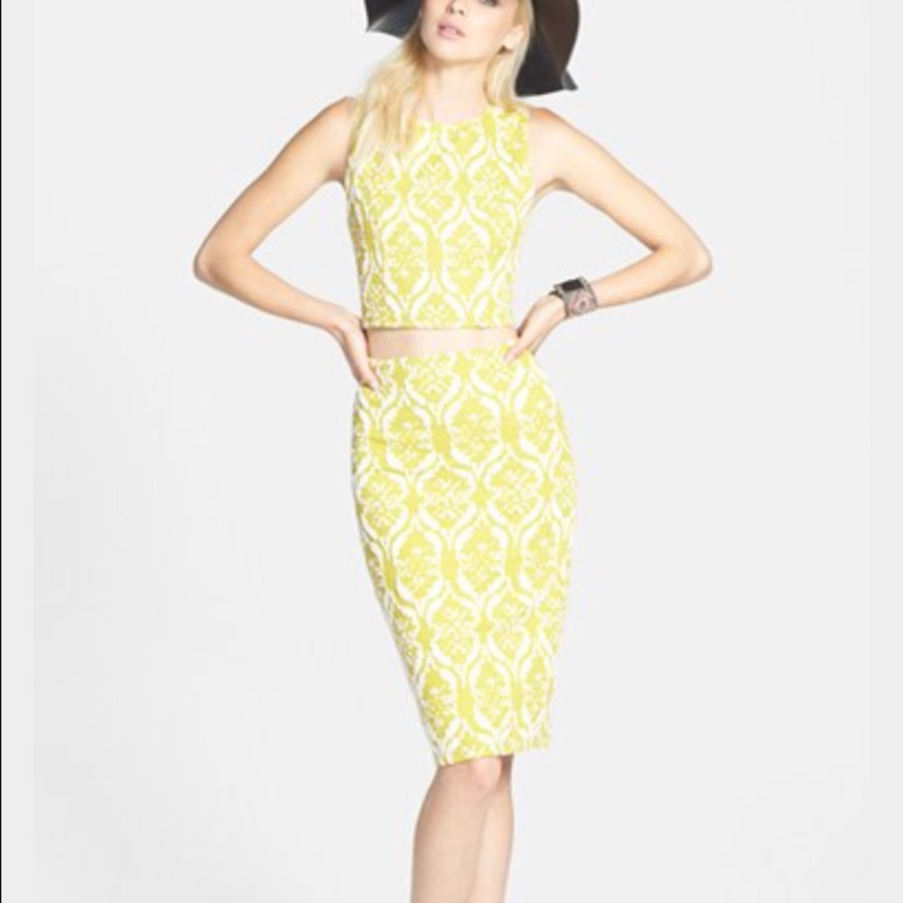 Lucy Paris fitted crop top and skirt