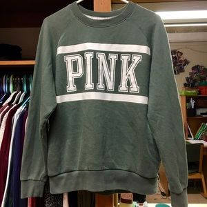 Gray/green-ish VS Pink crewneck