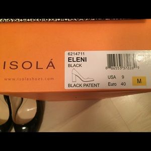 ISOLA Eleni black patent pumps size 9M