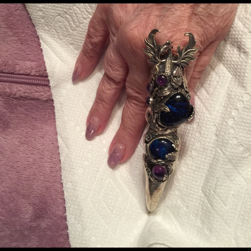 Finger guard, Blue Cabochon