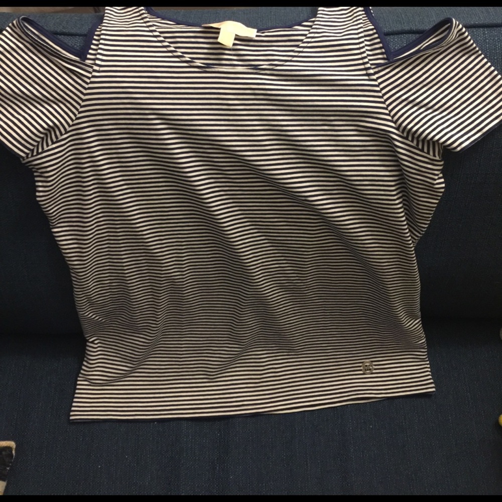 Michael Kors Navy/White Stripped Cold Shoulder