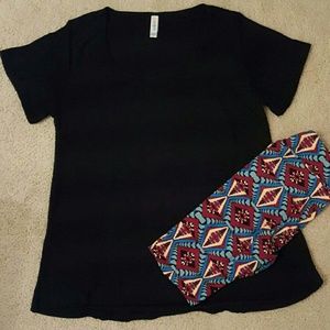 Lularoe Black Classic T and OS Leggings