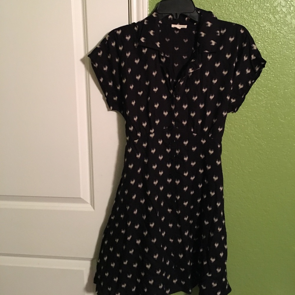 Heart print button down dress