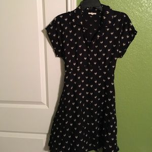 Heart print button down dress
