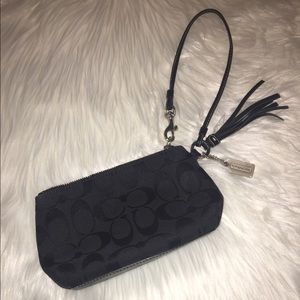 Authentic COACH black signature wristlet