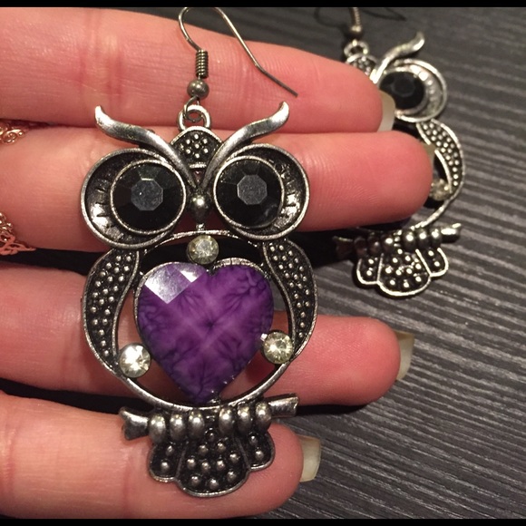 Silver Owl Earrings - Picture 2 of 3