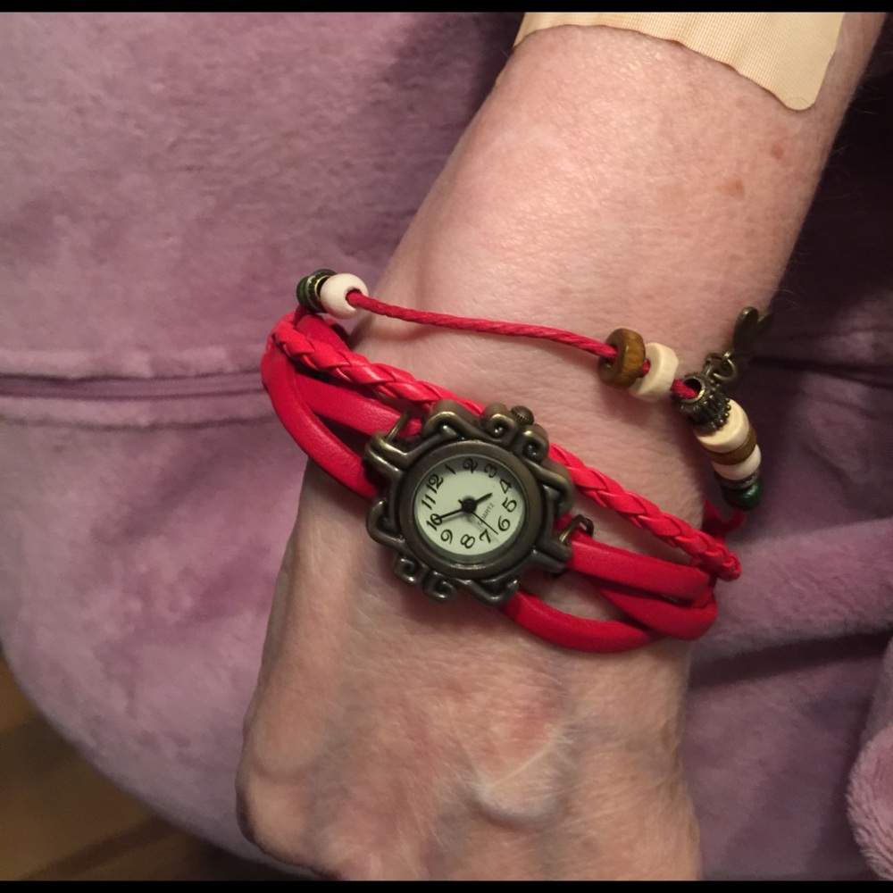 Braided leather watch