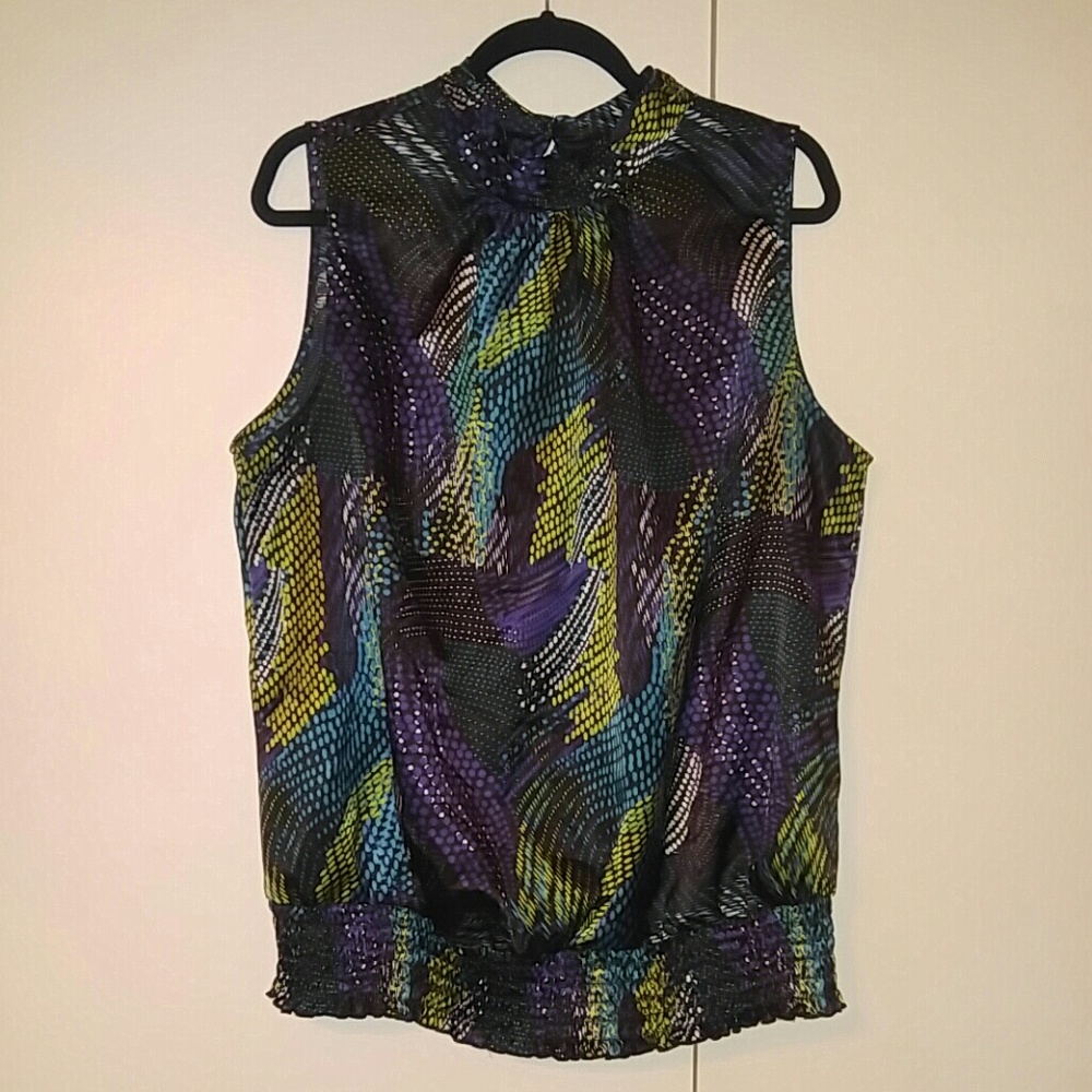 Cato multicolored mock neck top