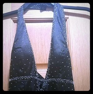 Halter black prom dress