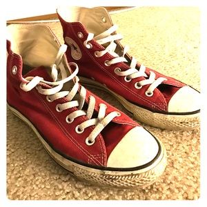Dark red converse sneakers