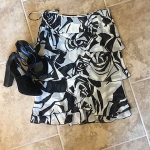 Black and white floral tiered skirt (skirt only)
