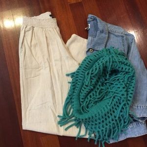 GAP wide leg, khaki linen pants, size M