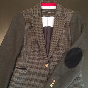 Zara Wool Herringbone Blazer