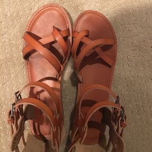 brown strappy leather sandals (worn once)