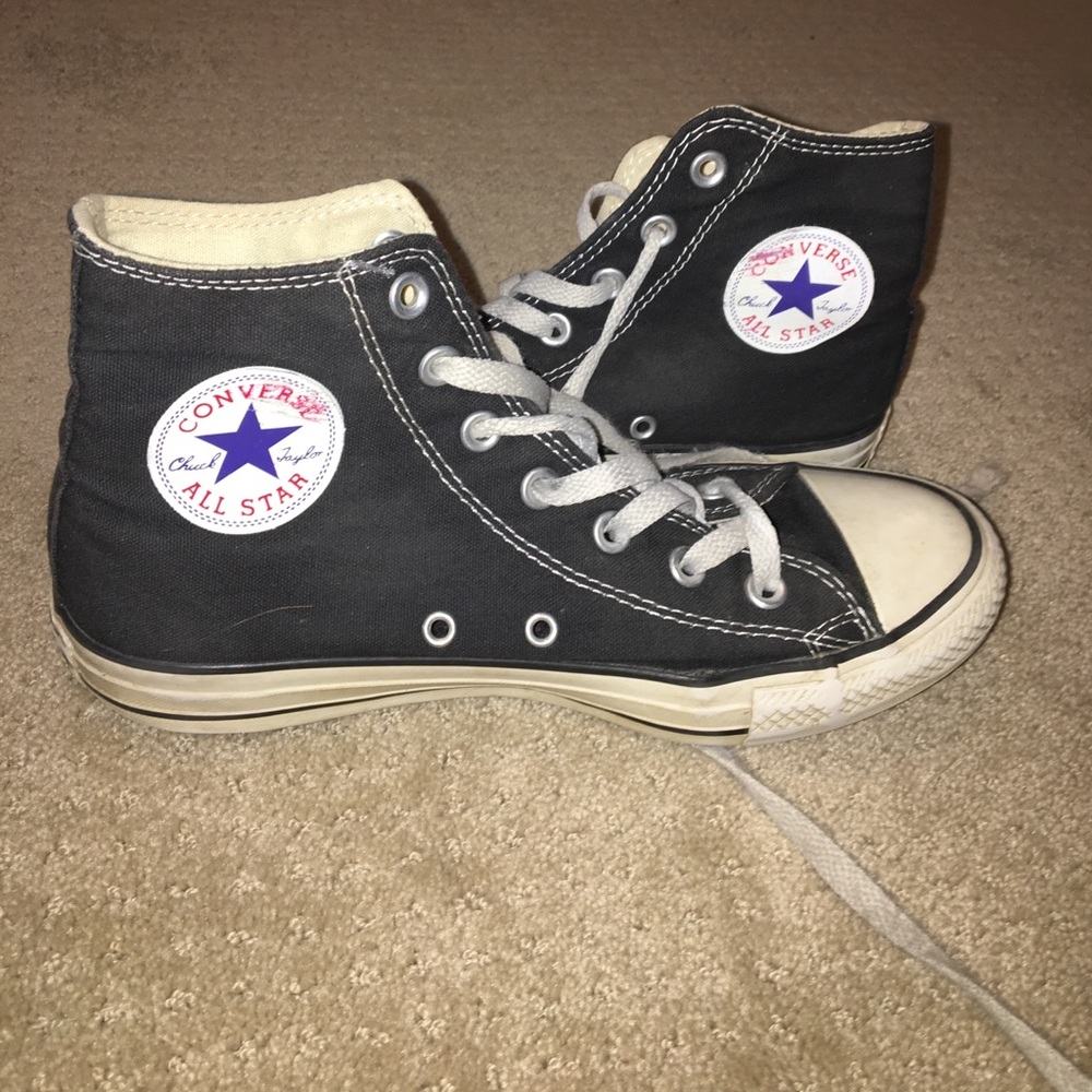 black and white high top converse