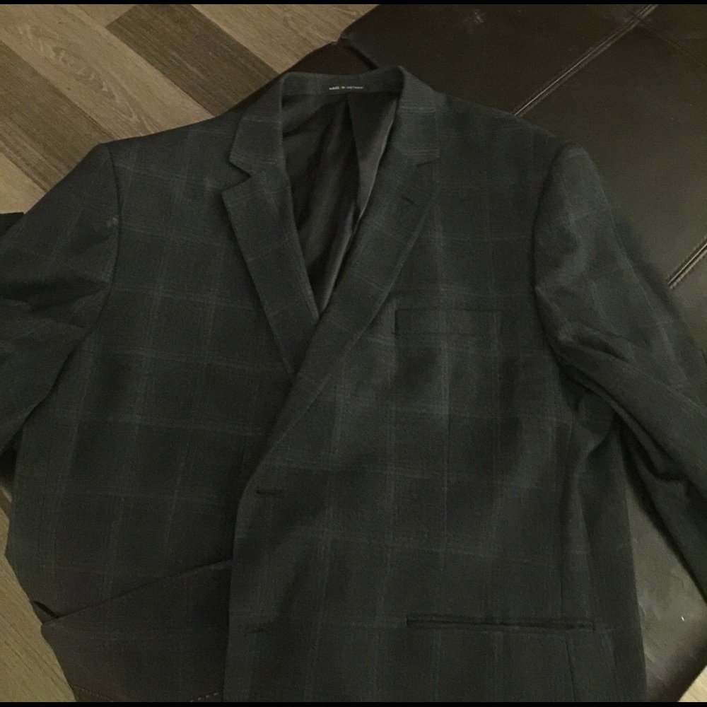 Navy Blue plaid sport coat