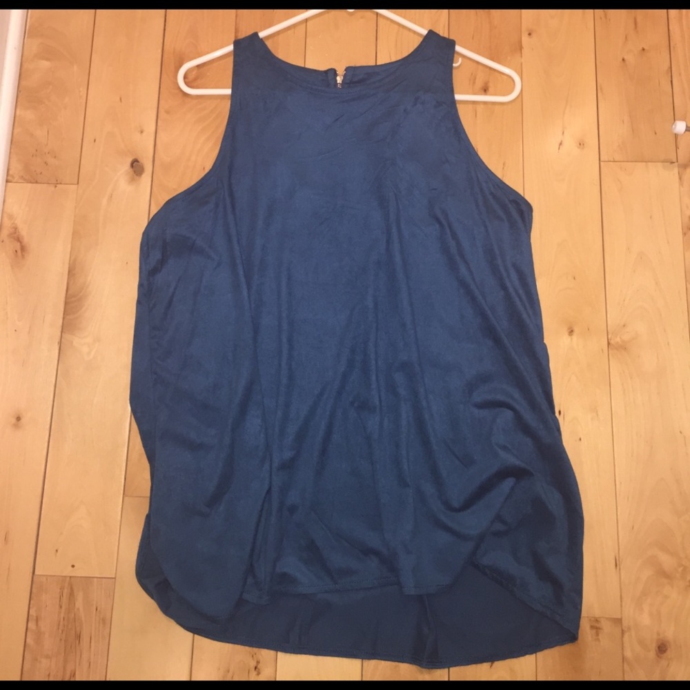 ✅Faux suede top with zipper detail- never worn