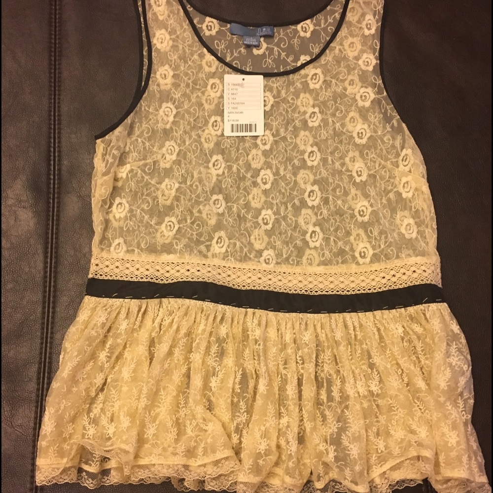 Anthropologie ivory lace top