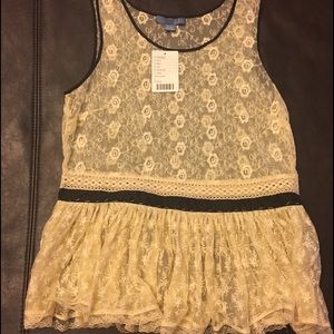 Anthropologie ivory lace top