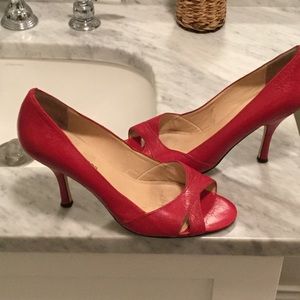 Red Open Toe Pumps