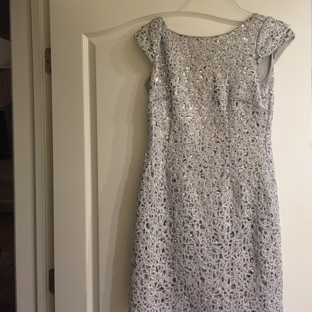 Adrianna papell silver sequin dress