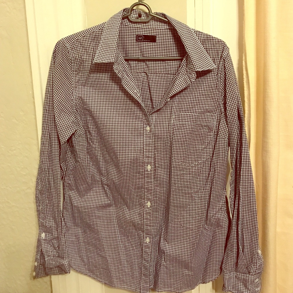 Gap Fitted Boyfriend Gingham Oxford Shirt