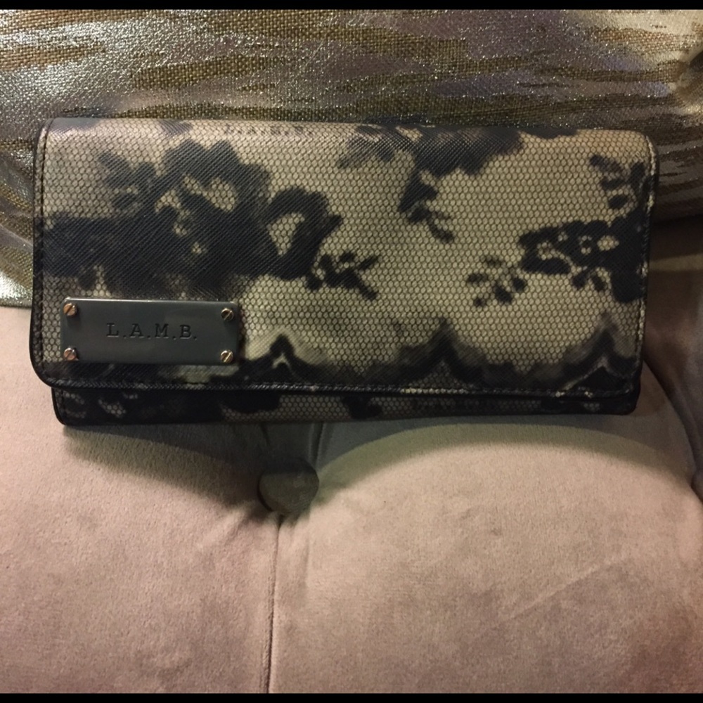L.A.M.B. Wallet black lace print
