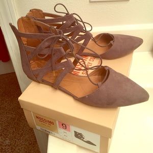 Mossimo Grey Nara Faux Suede Lace Up Ballet Flat