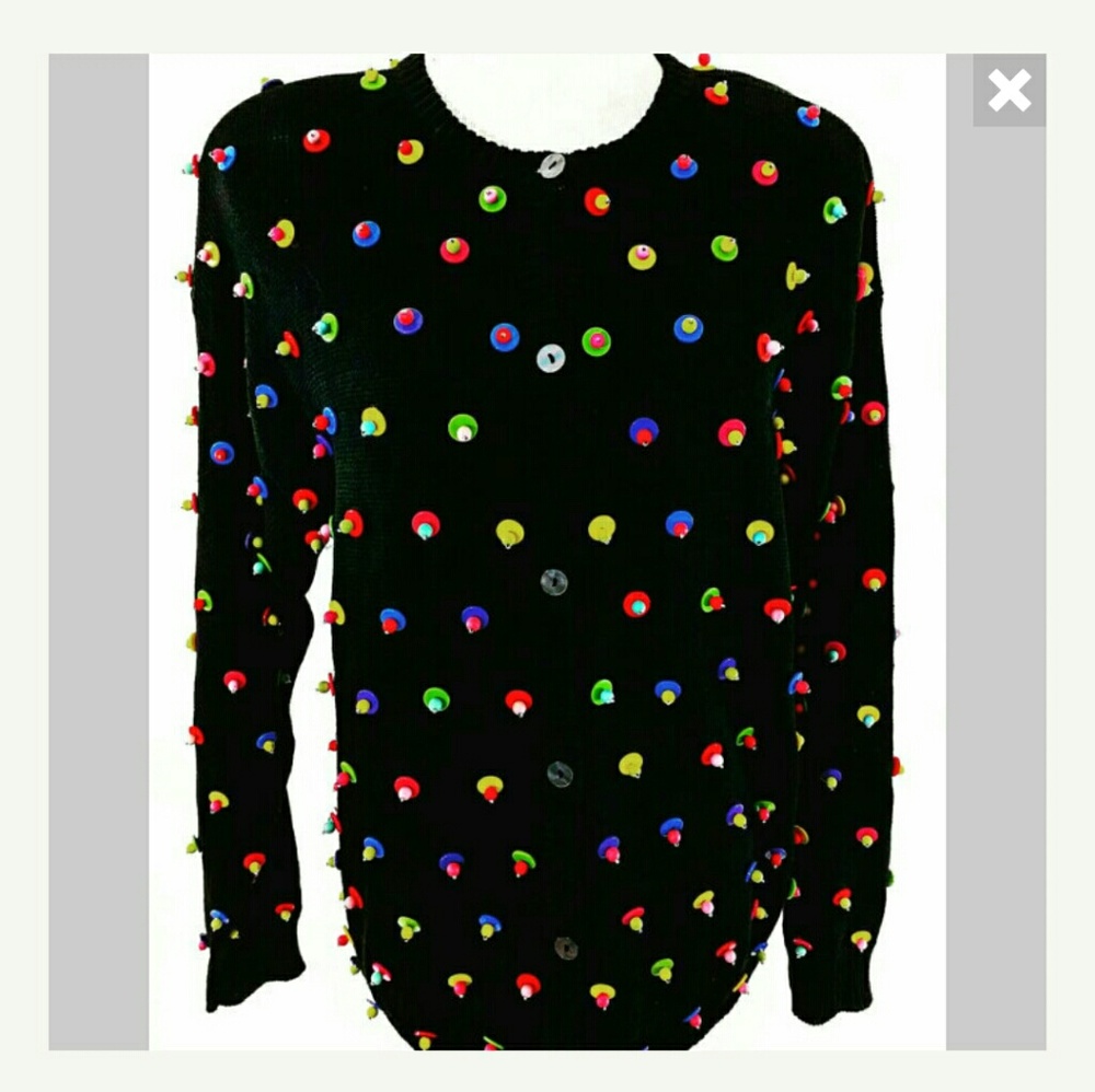 Silly Beaded Button Up Sweater