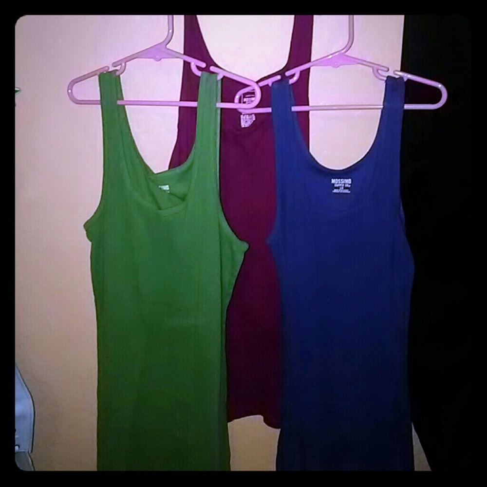 Blue, green, magneta, and brown tank tops