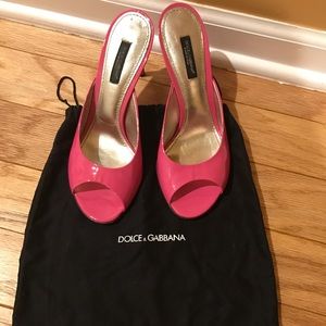 Dolce & Gabbana Hot Pink Patent Mules