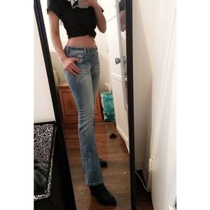 90s style faded flare jeans