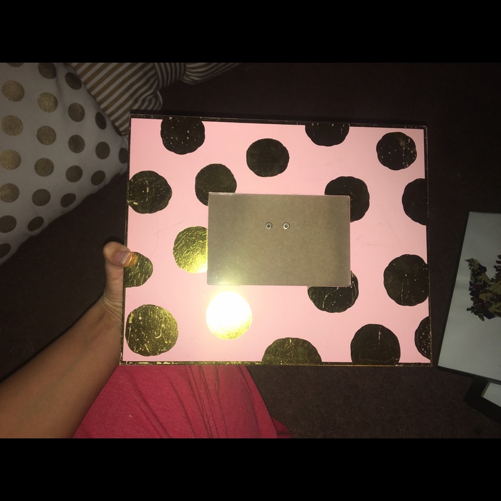 Gold and pink polka dot frame