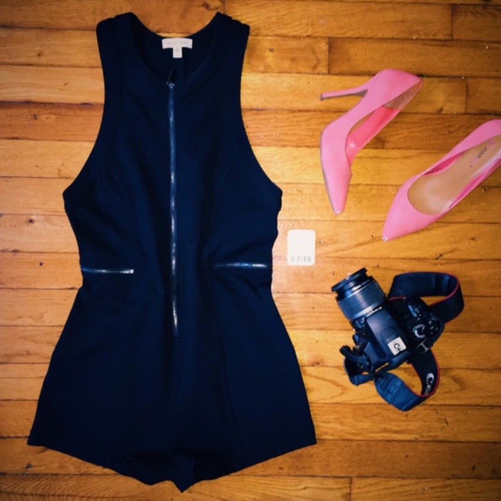 Black zip up romper!
