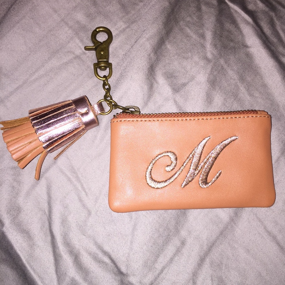 Anthropologie Tassel Monogram "M" Coin Pouch